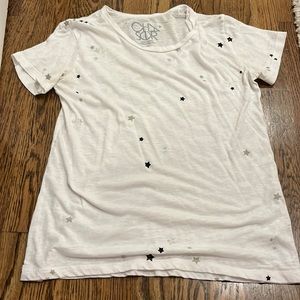 white tee with stars; from brand CHASER; size small